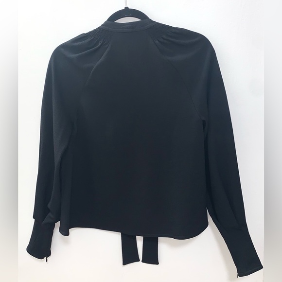 See By Chloe Black Tie Neck Crepe Blouse Size 34 - Picture 4 of 7